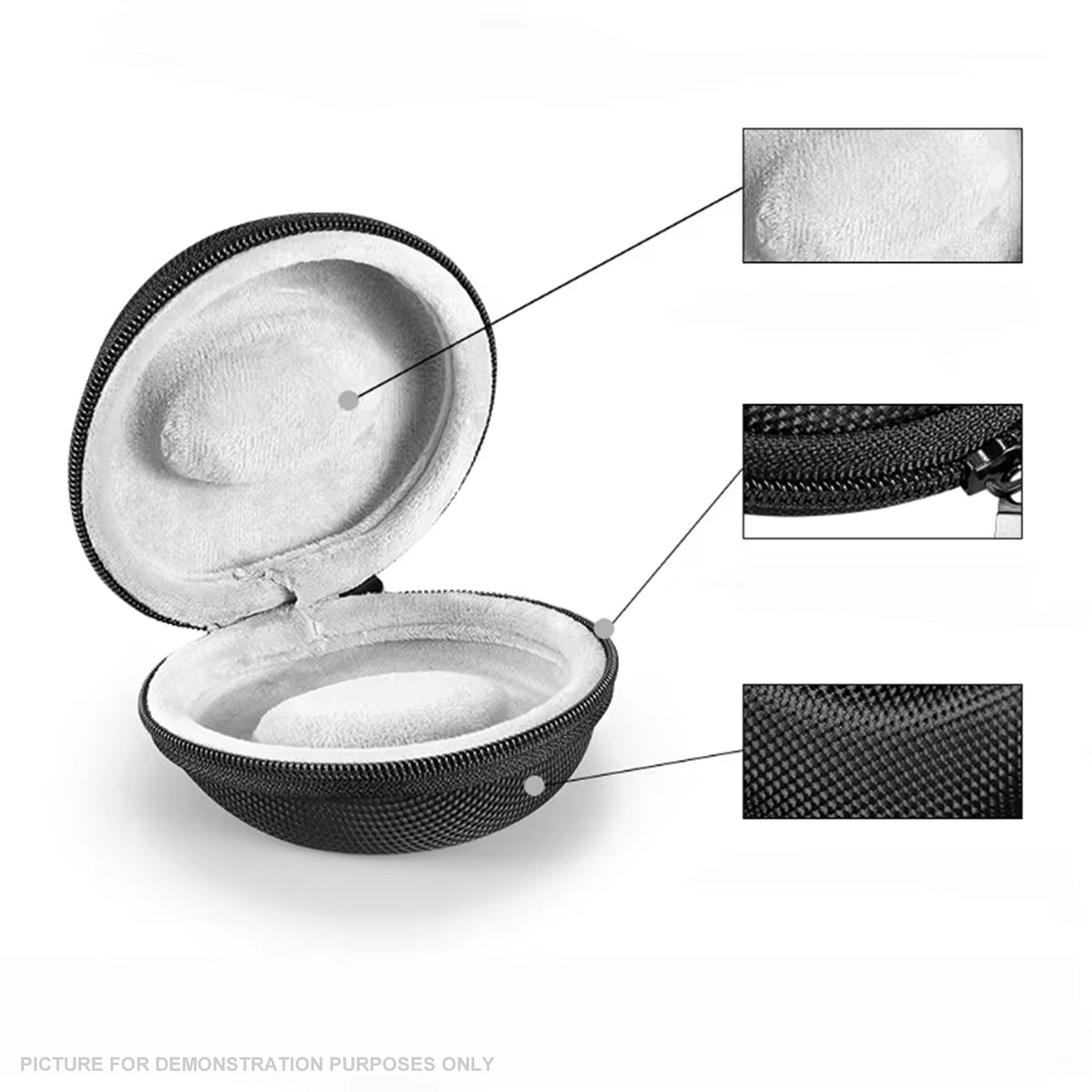 Round Watch Case Generic Round Single Watch Travel and Storage Case with Black Trim ...