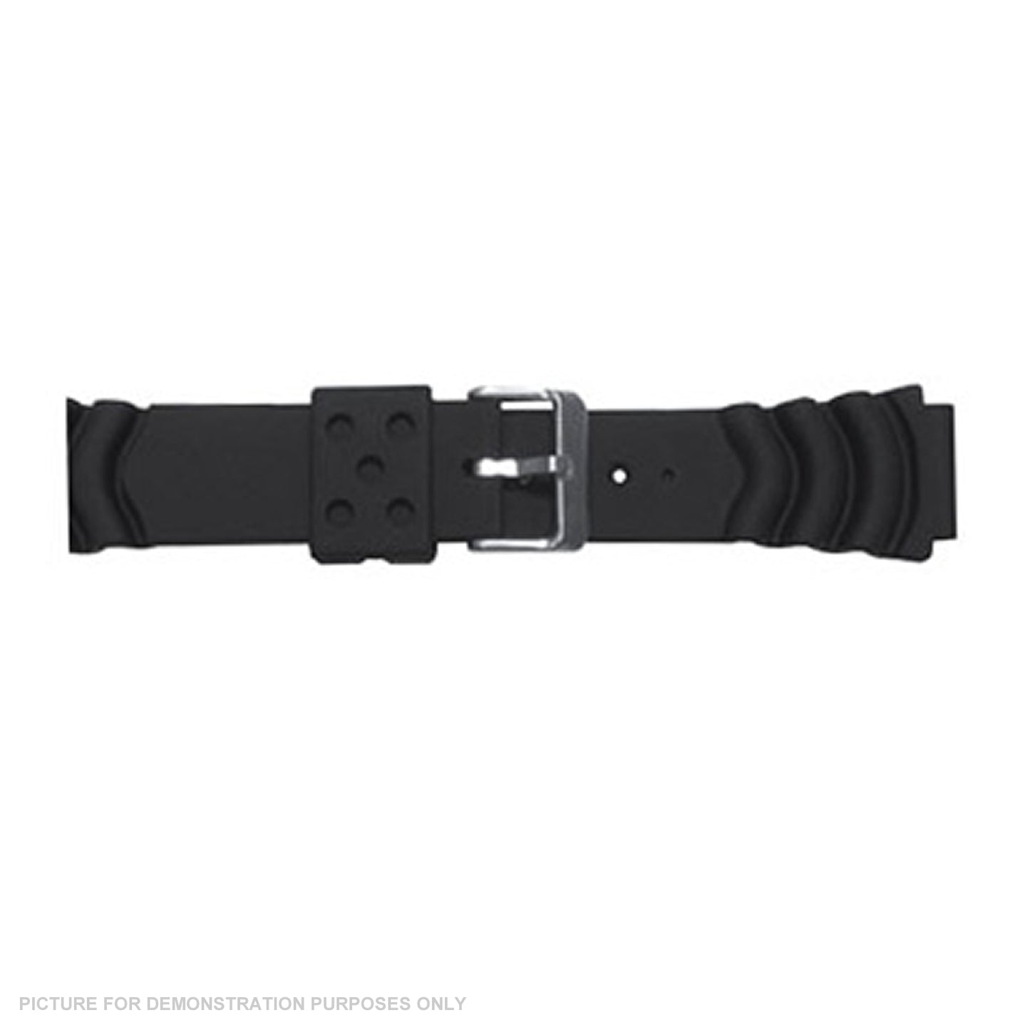 18mm Rubber Scallop Ribbed Watch Strap - Black