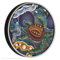 2026 Perth Mint 2oz Silver Antiqued Coloured Coin - Turtle Yaunati