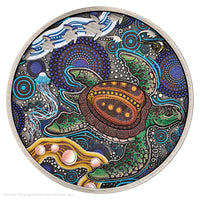 2026 Perth Mint 2oz Silver Antiqued Coloured Coin - Turtle Yaunati