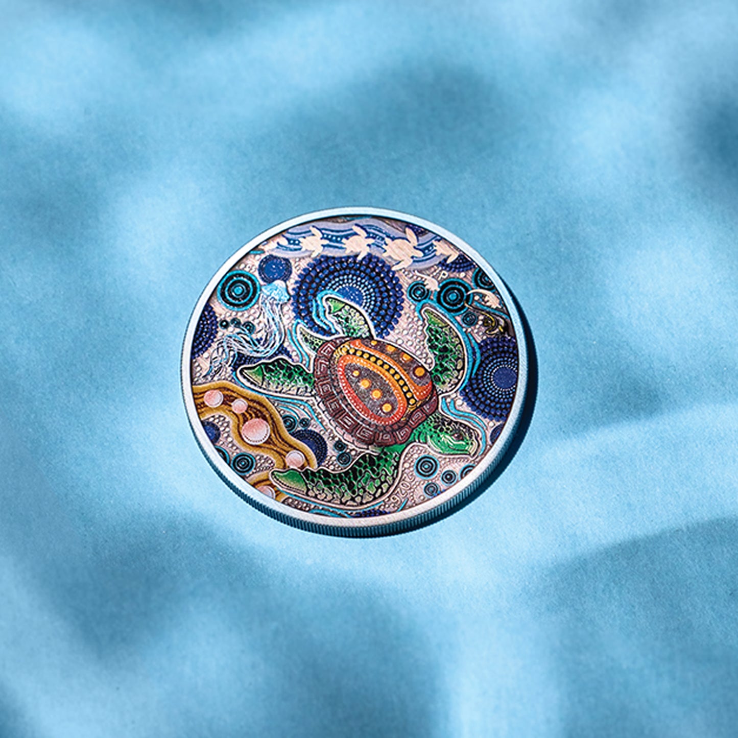 2026 Perth Mint 2oz Silver Antiqued Coloured Coin - Turtle Yaunati