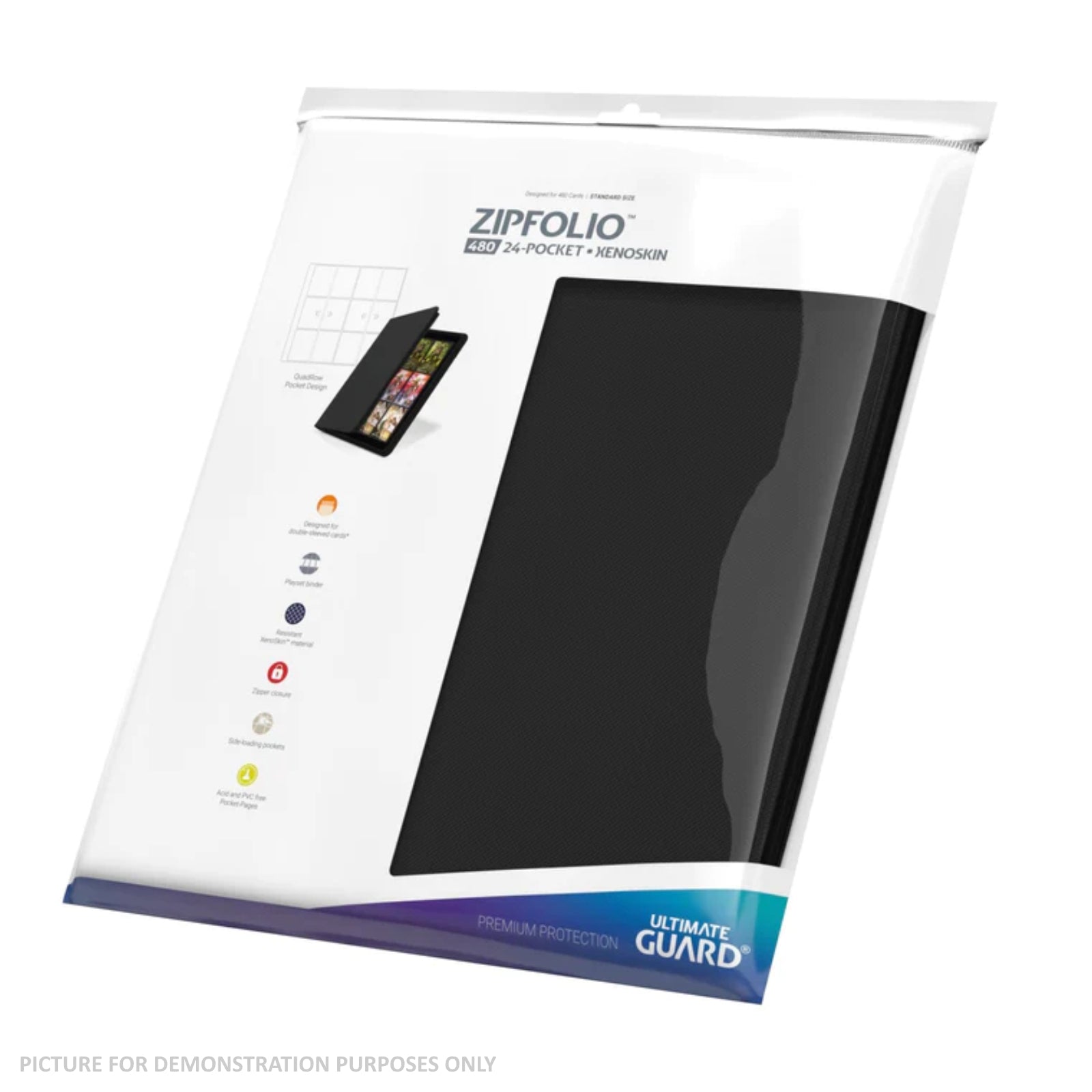 Ultimate Guard - 12 pocket Quadrow Zipfolio Xenoskin - BLACK
