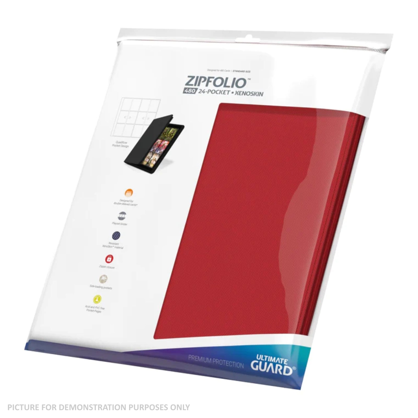 Ultimate Guard - 12 pocket Quadrow Zipfolio Xenoskin - RED
