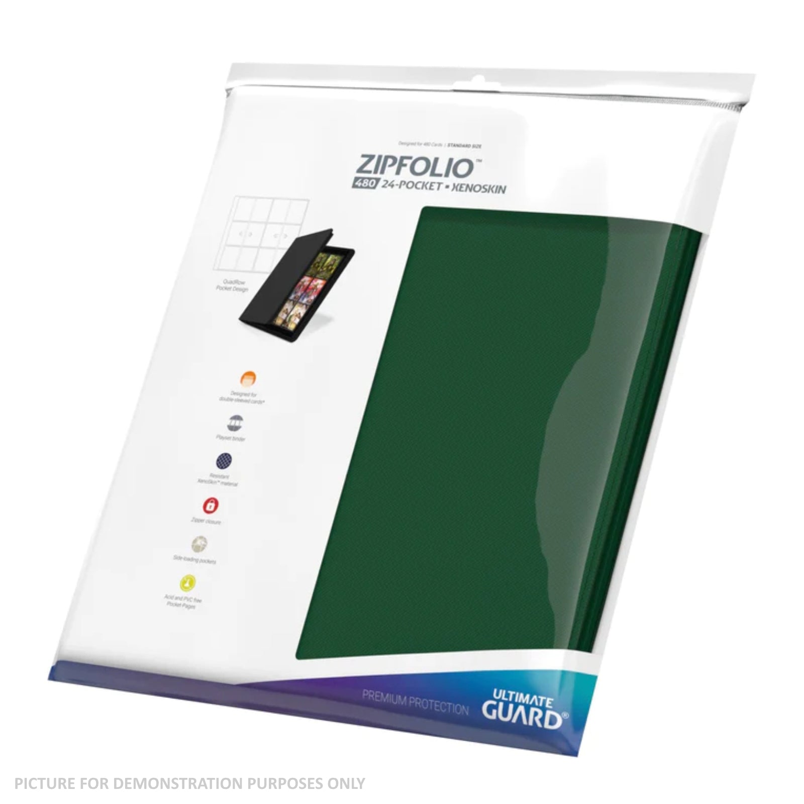 Ultimate Guard - 12 pocket Quadrow Zipfolio Xenoskin - GREEN