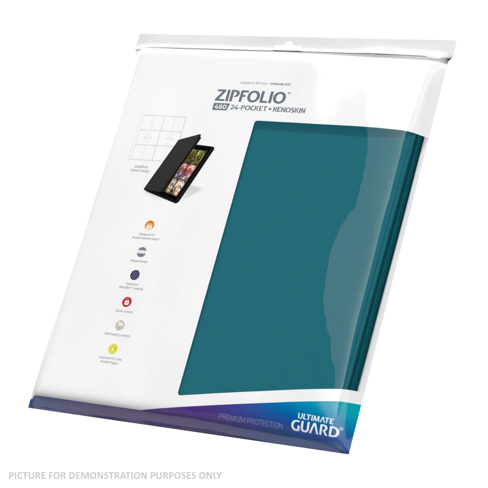 Ultimate Guard - 12 pocket Quadrow Zipfolio Xenoskin - PETROL BLUE