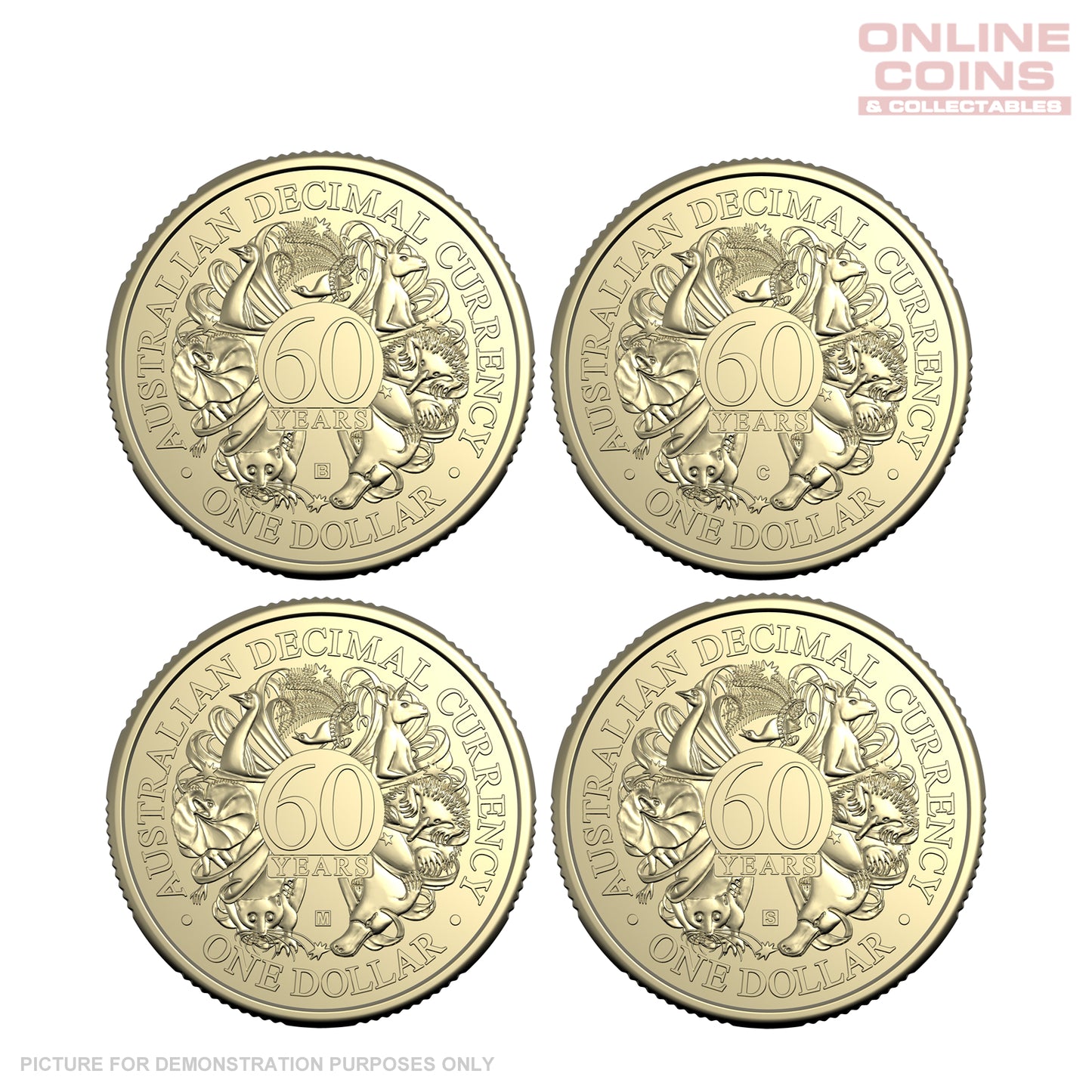 2026 Royal Australian Mint $1 Privy Mark Uncirculated 4-Coin Set - 60th Anniversary of Decimal Currency