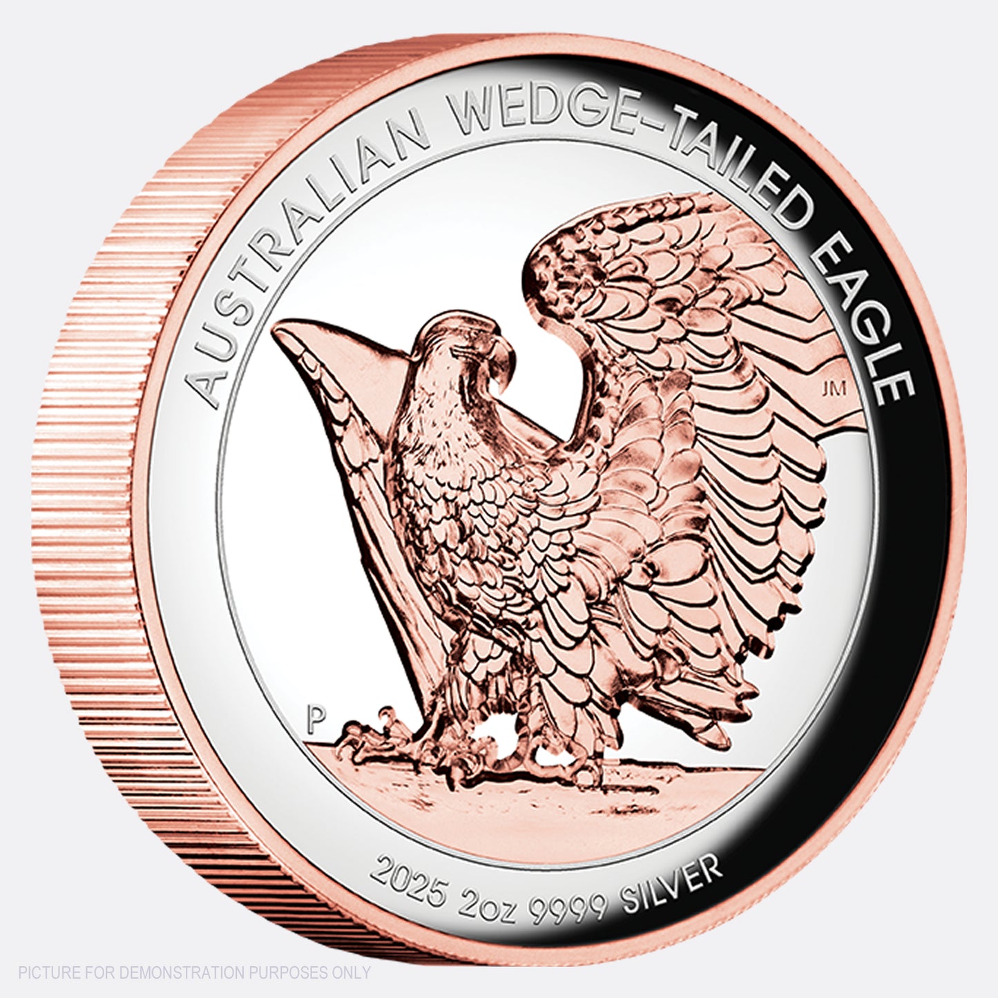 2025 Perth Mint 2oz Silver Proof Rose Gold Gilded Ultra High Relief Coin - Wedge-Tailed Eagle