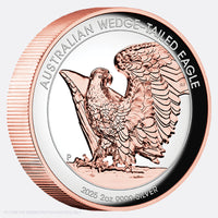 2025 Perth Mint 2oz Silver Proof Rose Gold Gilded Ultra High Relief Coin - Wedge-Tailed Eagle