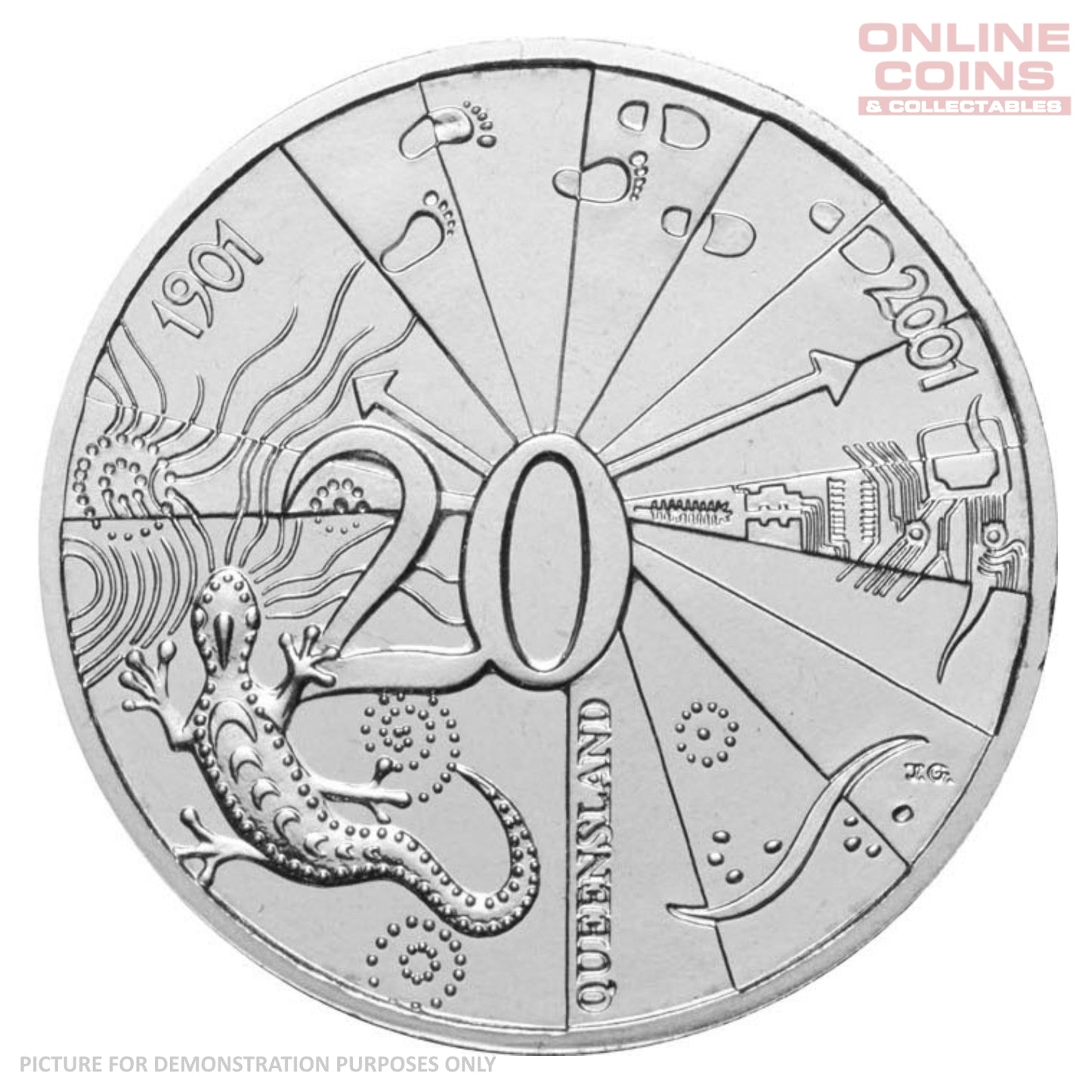 2001 RAM Centenary of Federation 20c Circulating Coin - QUEENSLAND
