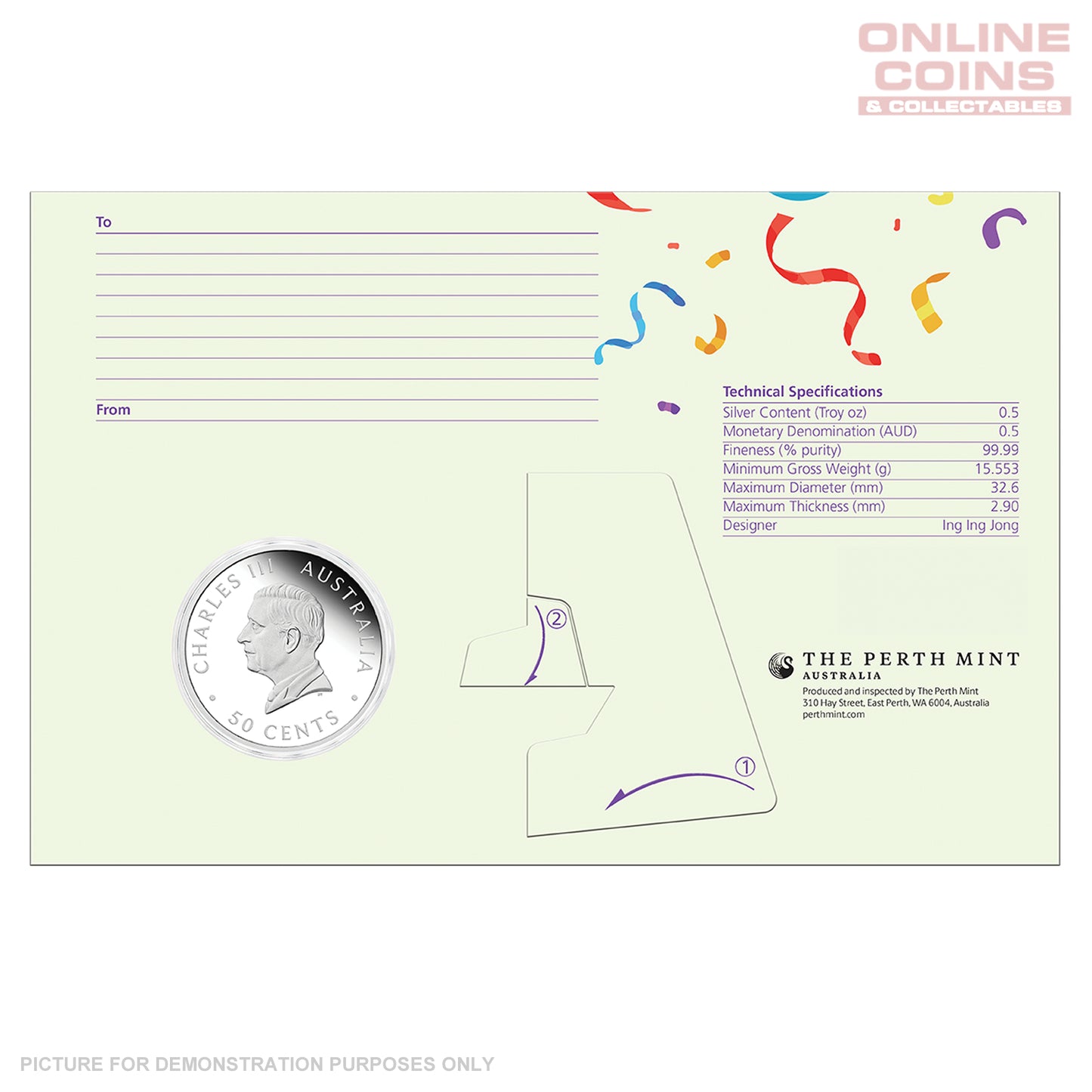 2026 Perth Mint Happy Birthday 1/2oz 99.99% Silver Proof Coloured Coin in Card