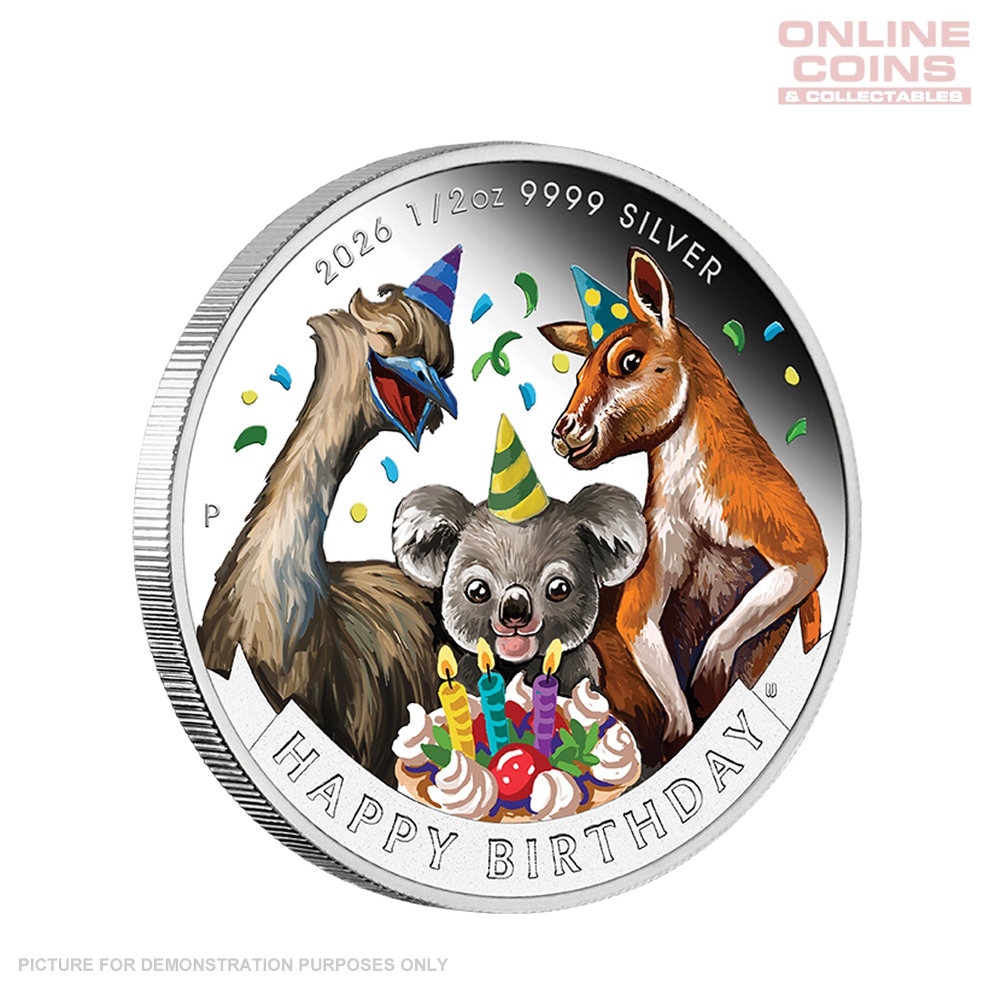 2026 Perth Mint Happy Birthday 1/2oz 99.99% Silver Proof Coloured Coin in Card