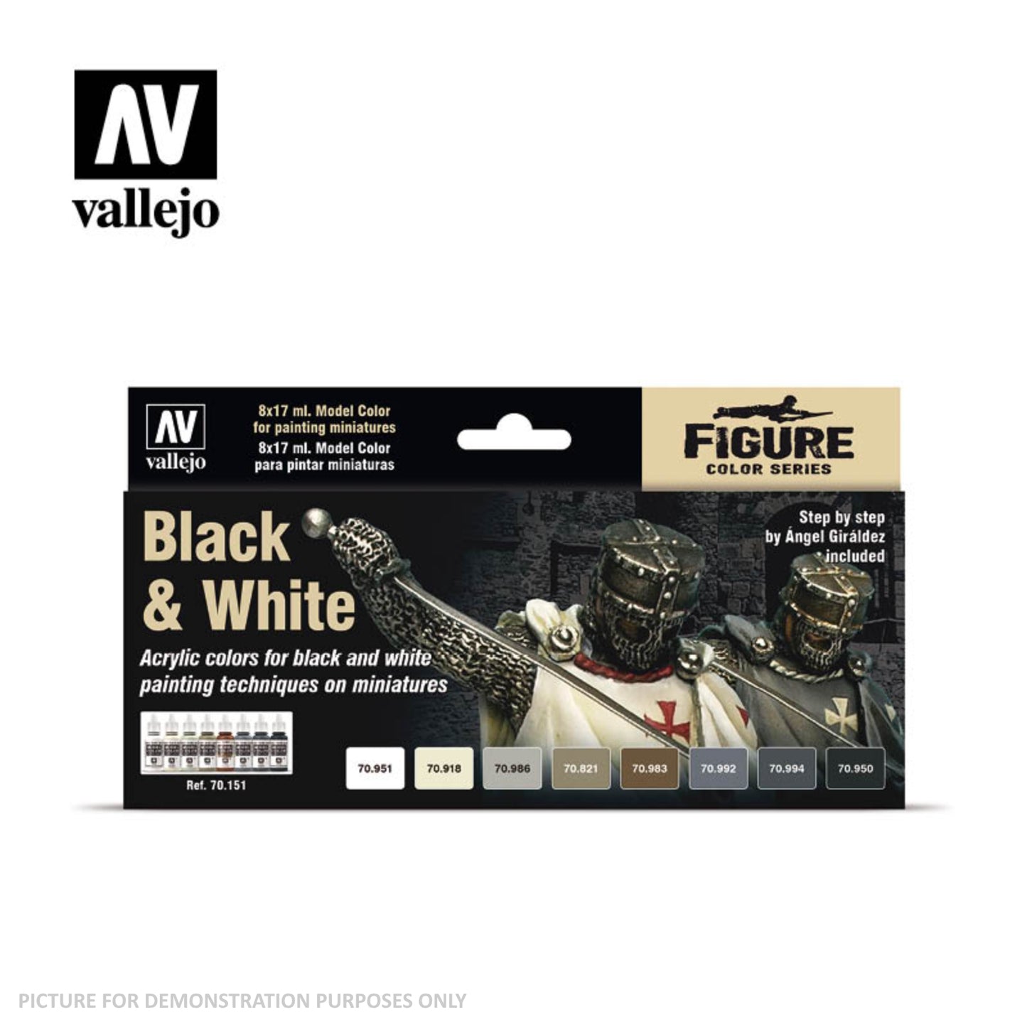 Vallejo Model Colour - Black & White 8 Colour Set by Angel Giráldez