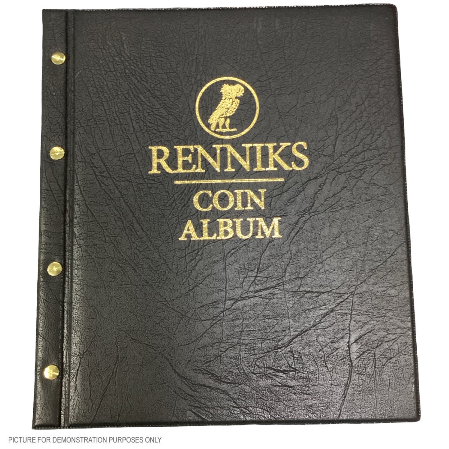 Renniks Coin Album- BLACK- Includes 6 Pages- Holds 225 COins (TINY POSTS) (Copy)