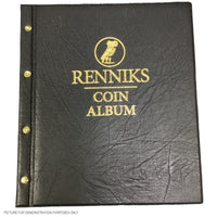 Renniks Coin Album- BLACK- Includes 6 Pages- Holds 225 COins (TINY POSTS) (Copy)