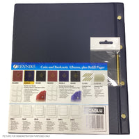 Renniks Coin Album- BLUE- Includes 6 Pages- Holds 225 COins (TINY POSTS)