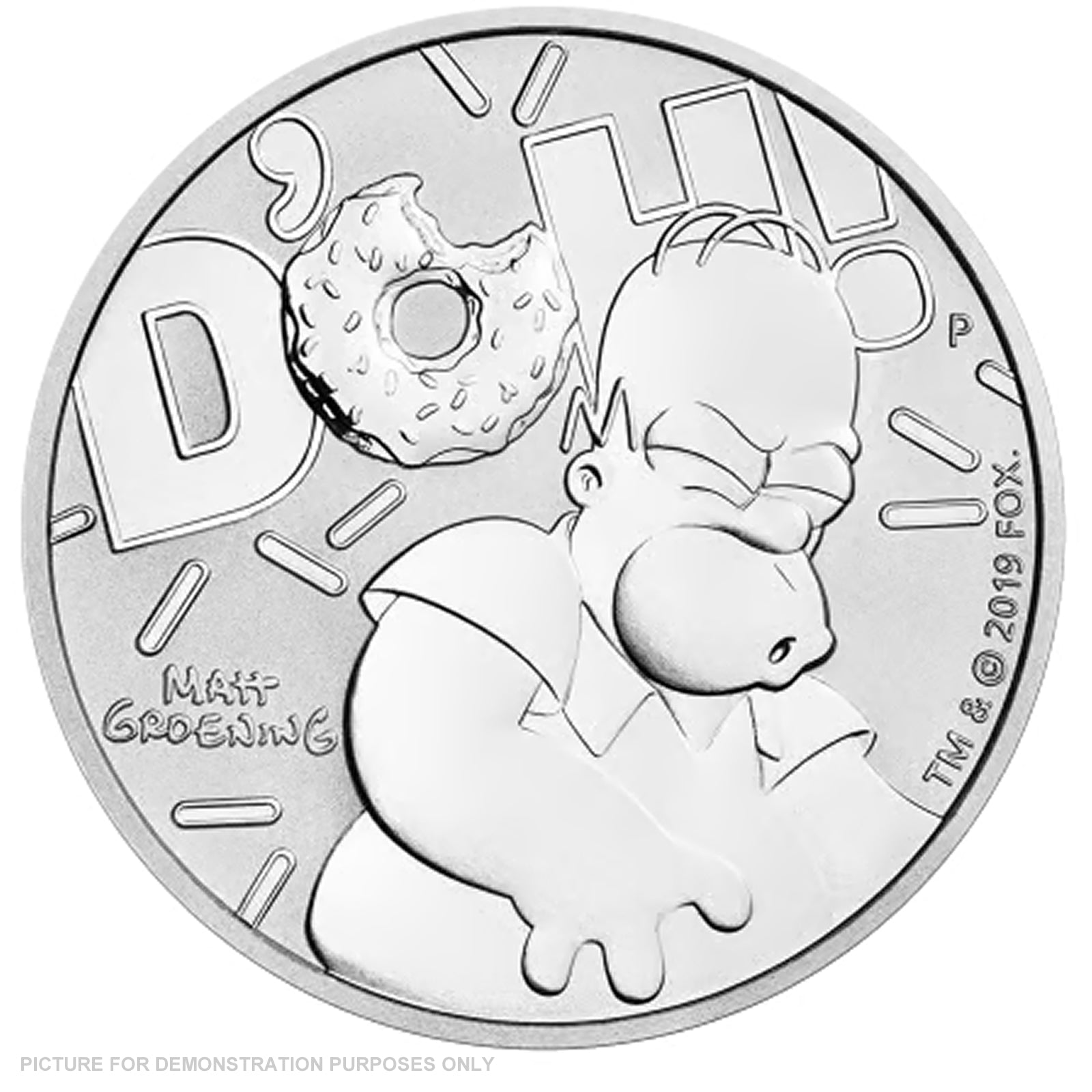2019 - Perth Mint - Homer Simpson 1oz Silver Carded Coin