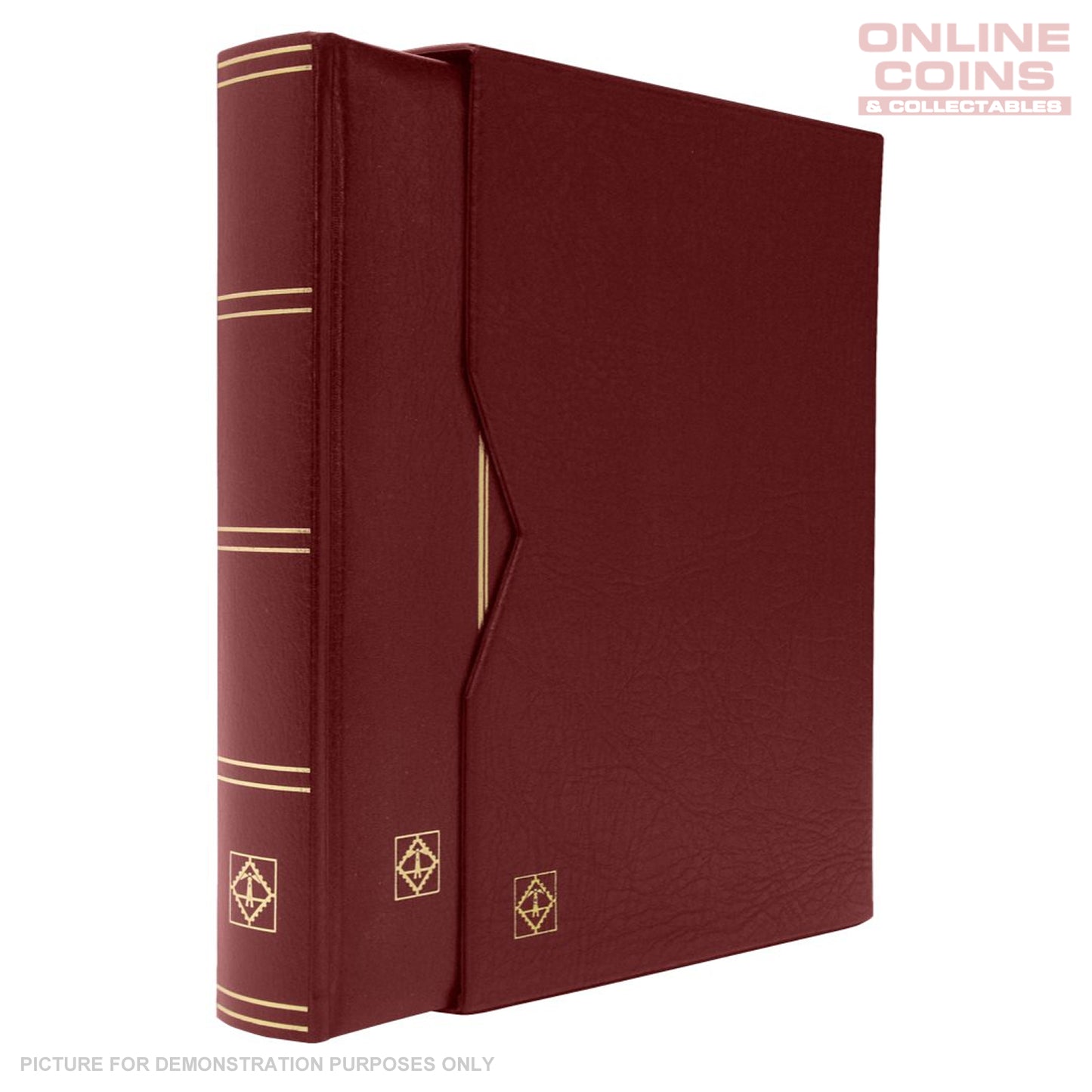 Lighthouse A4 PREMIUM Stockbook & Slipcase 64 Pages - Padded Leather Cover - BURGUNDY