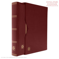 Lighthouse A4 PREMIUM Stockbook & Slipcase 64 Pages - Padded Leather Cover - BURGUNDY