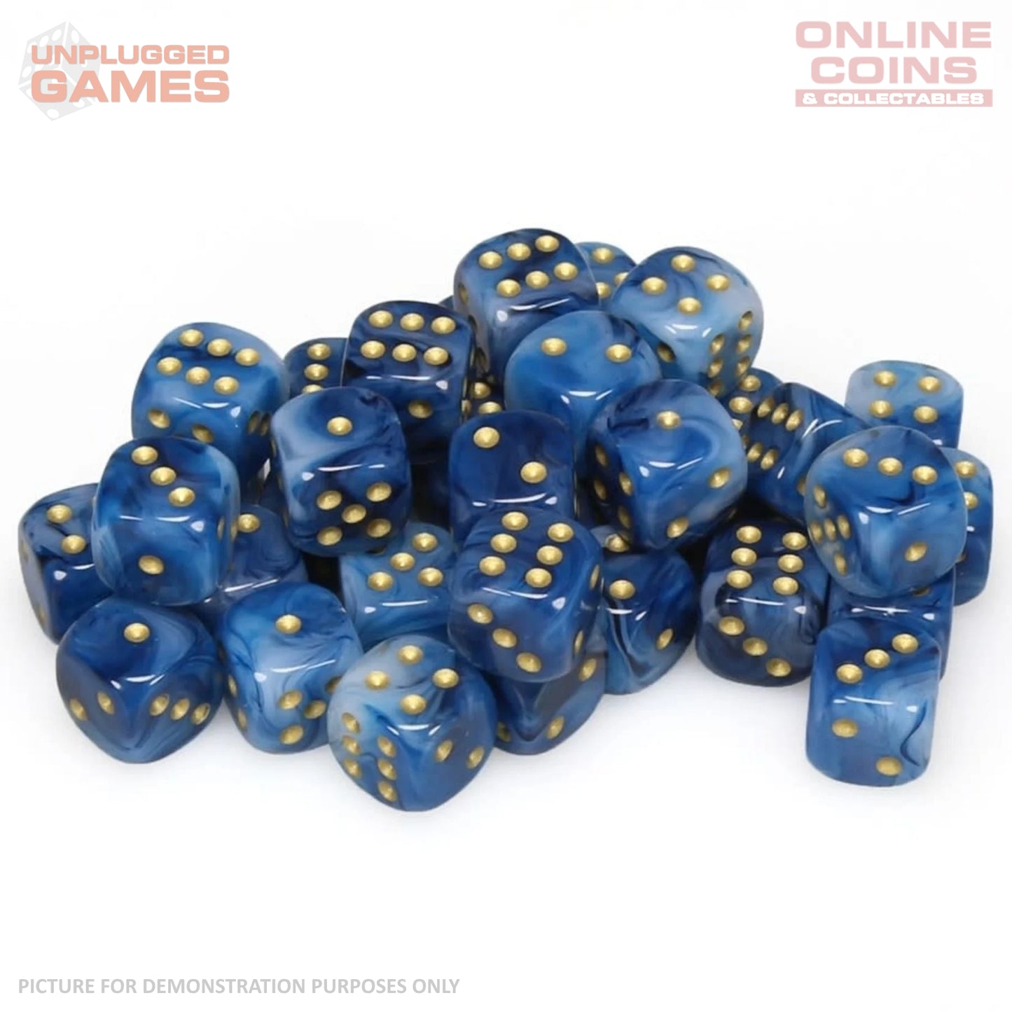 CHESSEX D6 Dice 12mm (36) - Phantom Teal/Gold Block