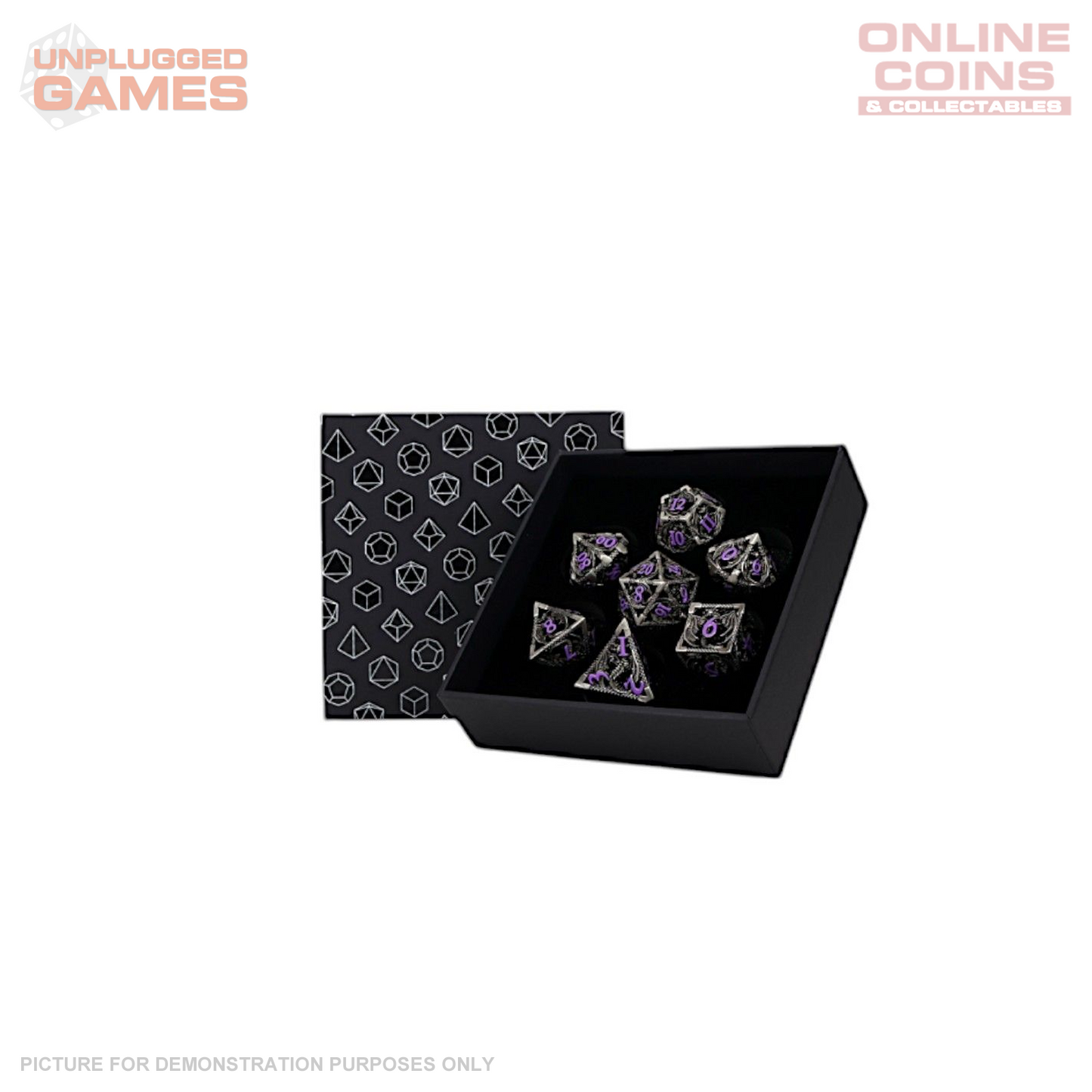 LPG Dice Dragon Hollow Dice Set Metal/Purple