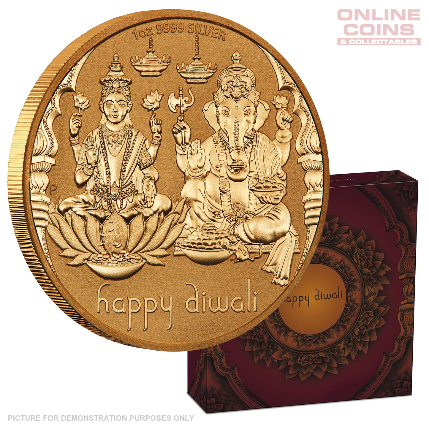 2023 Perth Mint Diwali 1oz Silver Gilded Medallion