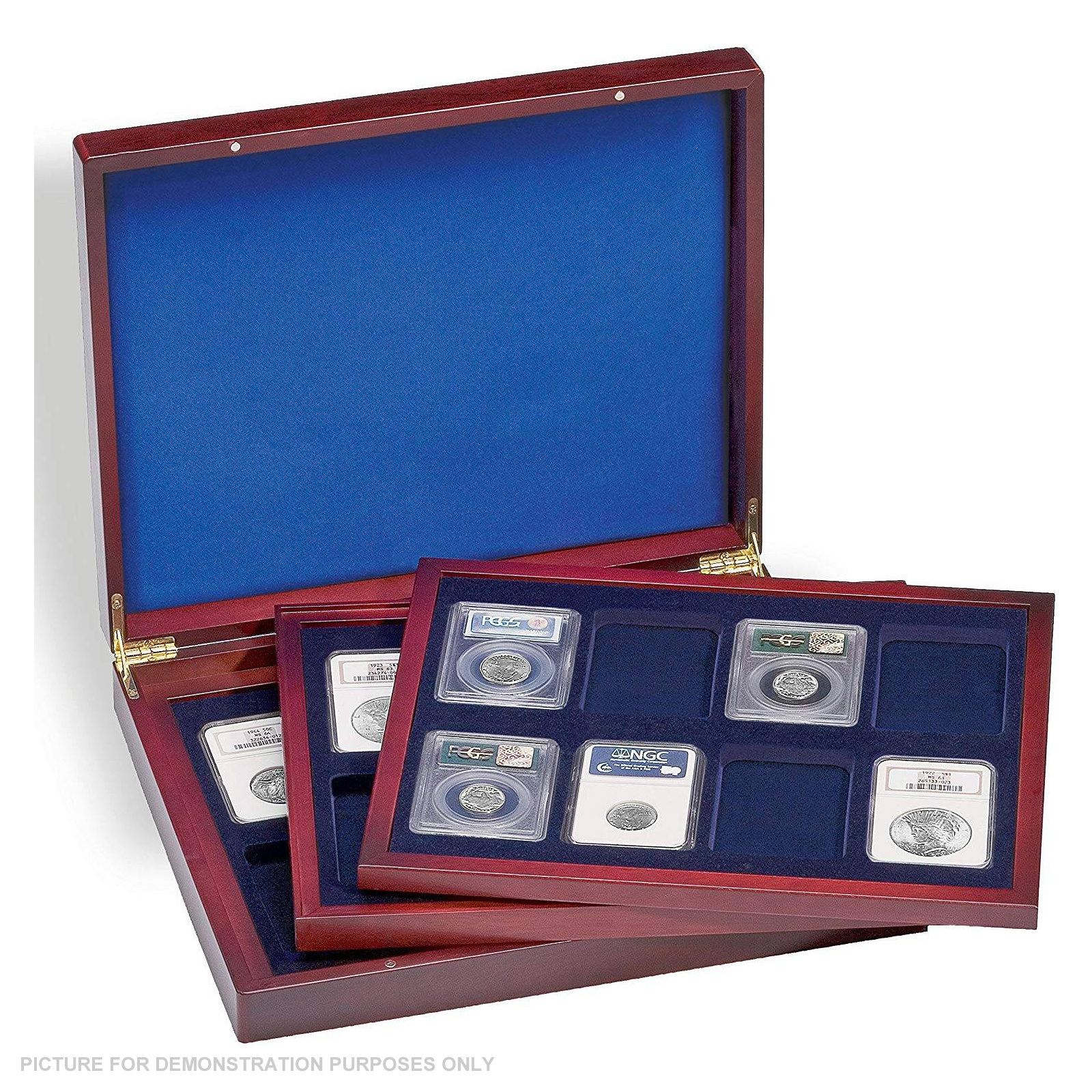 Lighthouse Volterra Trio deLuxe Presentation Case with 3 Wooden Trays - Suits Coin Slabs
