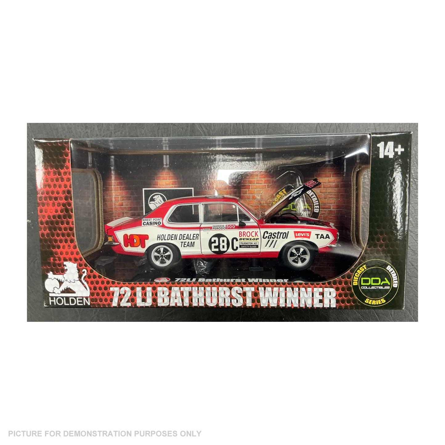 DIECAST DISTRIBUTORS:DDA 1:24 #28C LJ Torana Brock Bathurst Winner Fully Detailed Opening Doors, Bonnet and Boot