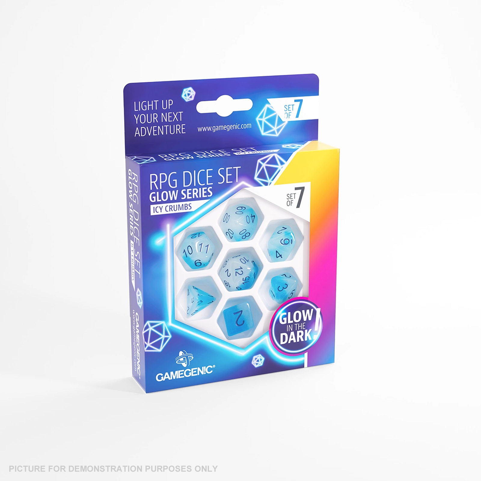 Gamegenic Glow Series - Icy Crumbss - RPG Dice Set (7 pcs)