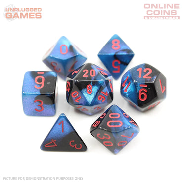 CHESSEX Mini 7-Die Set - Gemini Black-Starlight/Red