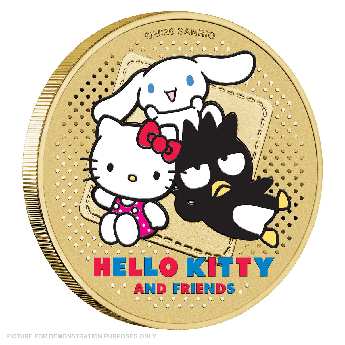 2026 - Perth Mint - Hello Kitty, Cinnamoroll & Badtz-Maru Stamp and Coloured Coin Cover