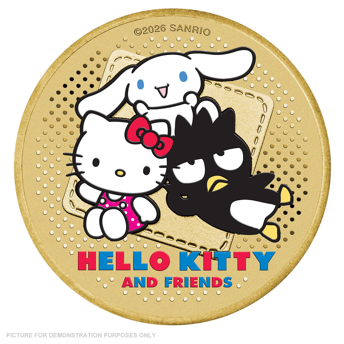 2026 - Perth Mint - Hello Kitty, Cinnamoroll & Badtz-Maru Stamp and Coloured Coin Cover
