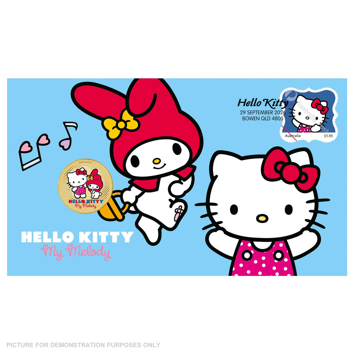 2026 - Perth Mint - Hello Kitty and My Melody Stamp and Coloured Coin Cover