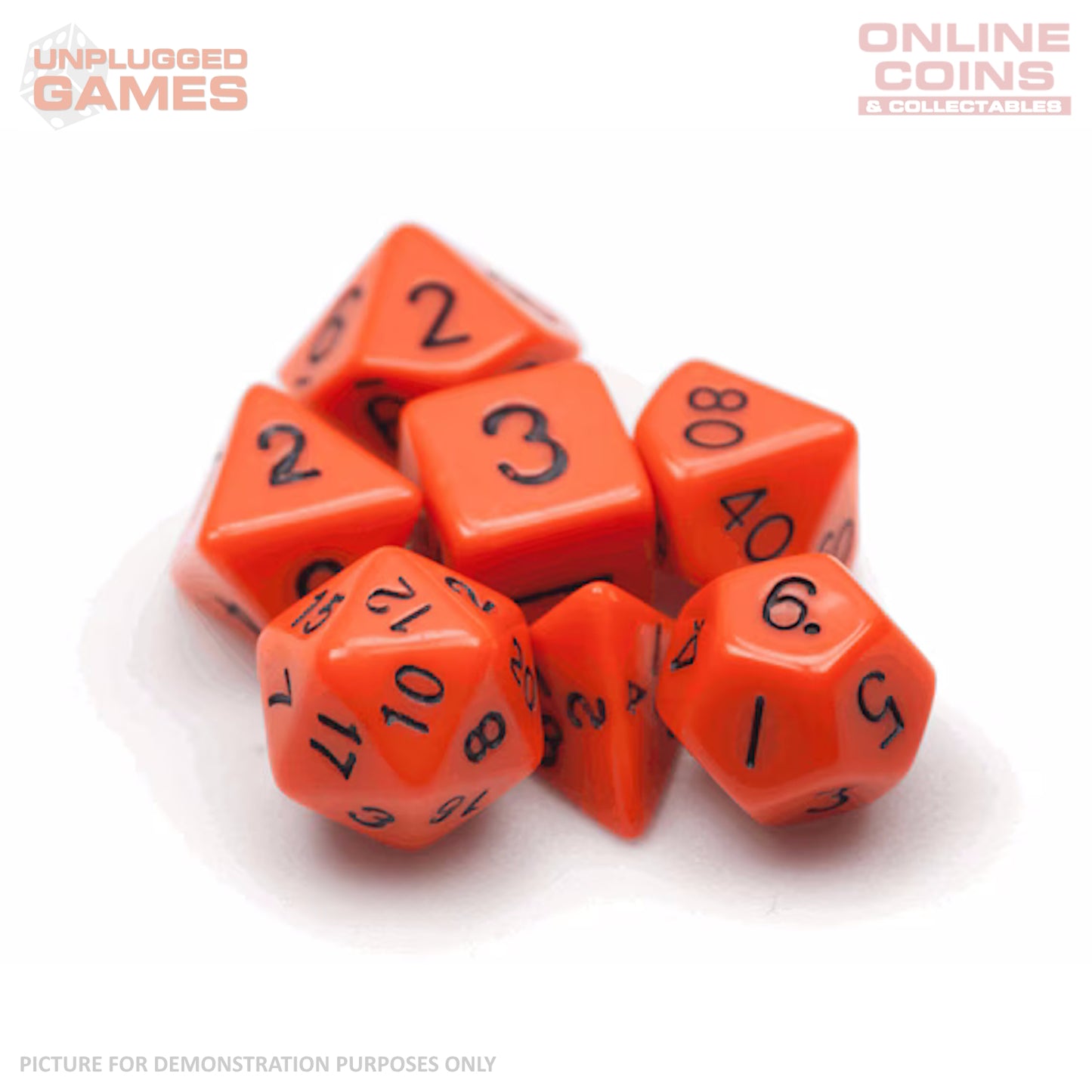 CHESSEX 7-Die Set - Opaque Polyhedral Orange/black