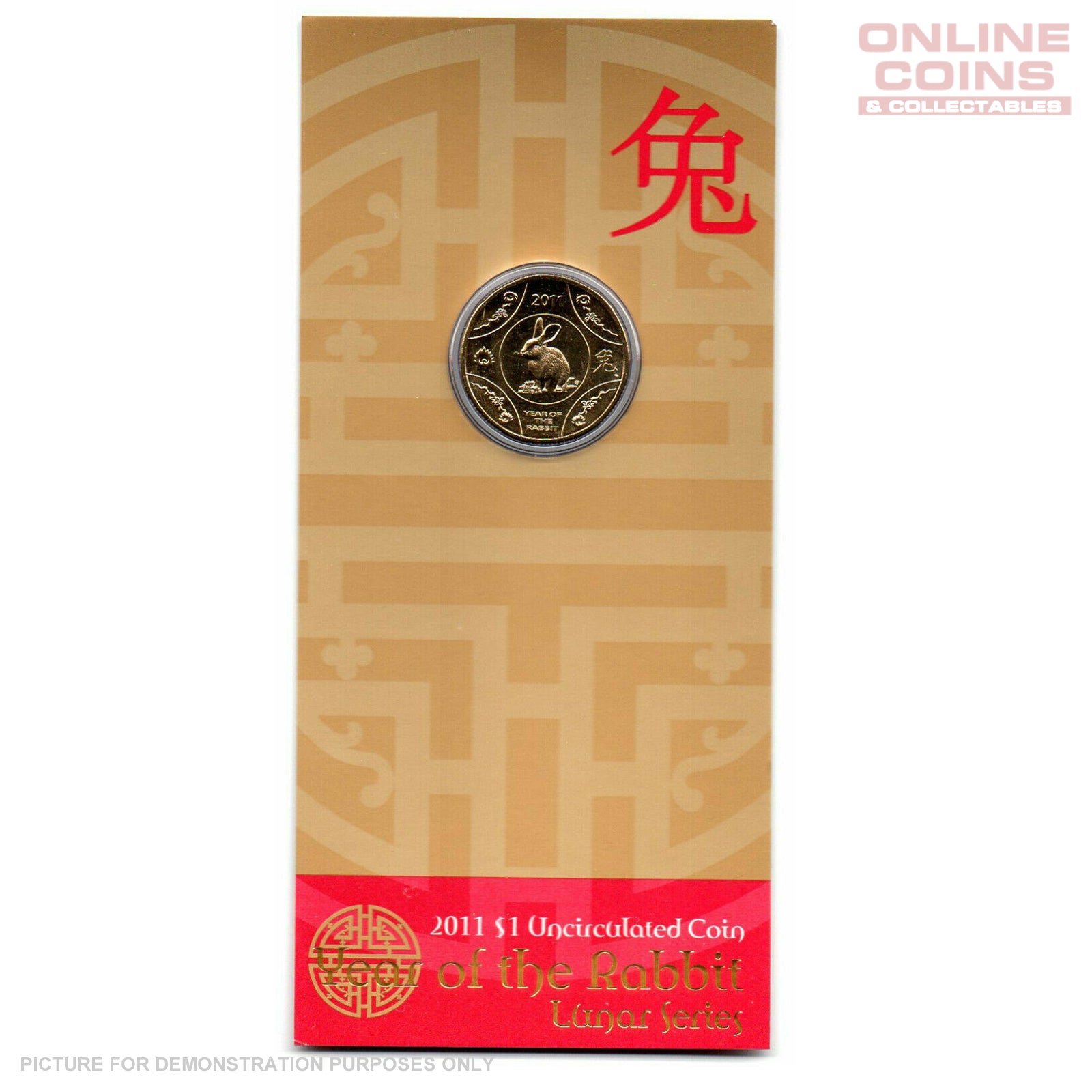 2011 Royal Australian Mint - Lunar Series - Year of the Rabbit - $1 Carded coin