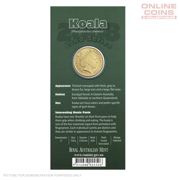 2008 $1 AlBr Uncirculated Carded Coin - Land Series Koala