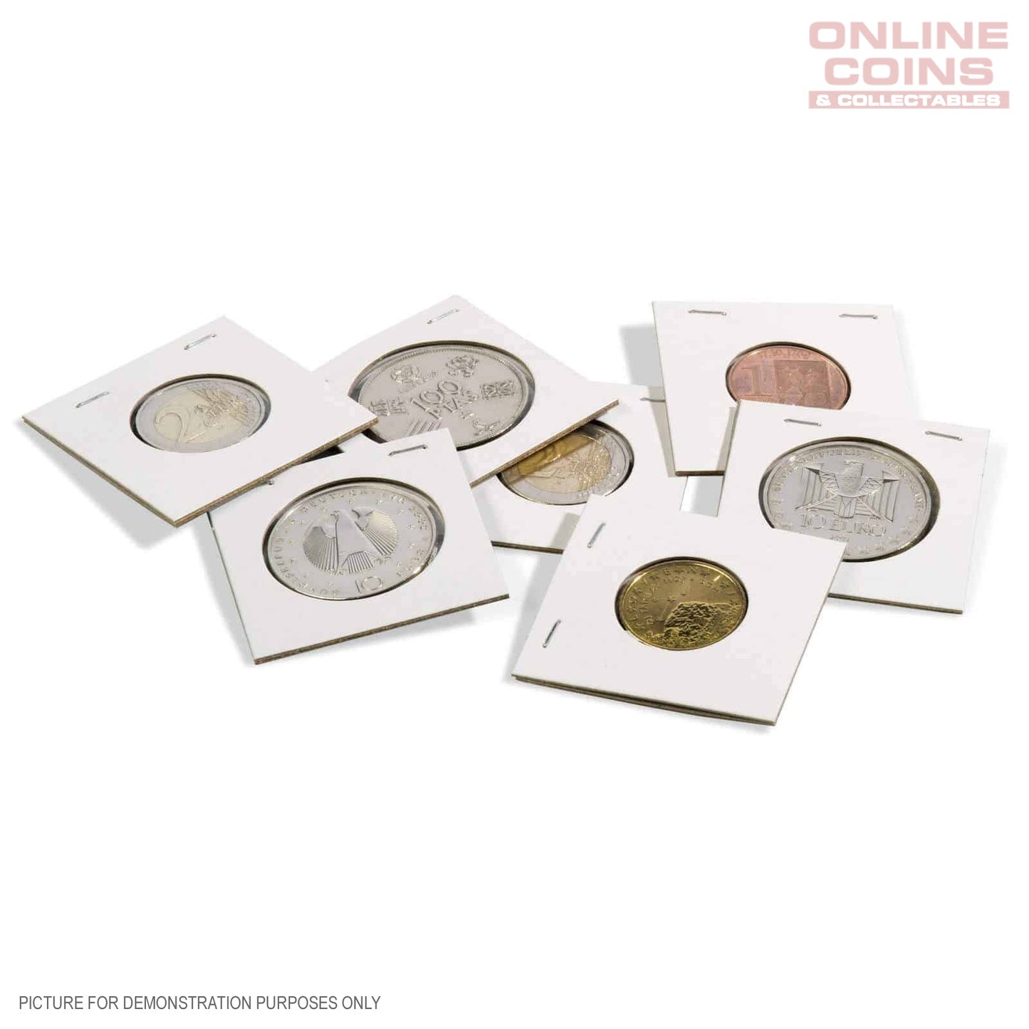 Lighthouse TACK WHITE 30mm Staple 2"x2" Coin Holders (Suitable For Australian 20c And Florins)