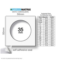 Lighthouse MATRIX WHITE 35mm Self Adhesive 2"x2" Coin Holders - Protection for your Coins (Suitable For Standard Australian 50c Coins)