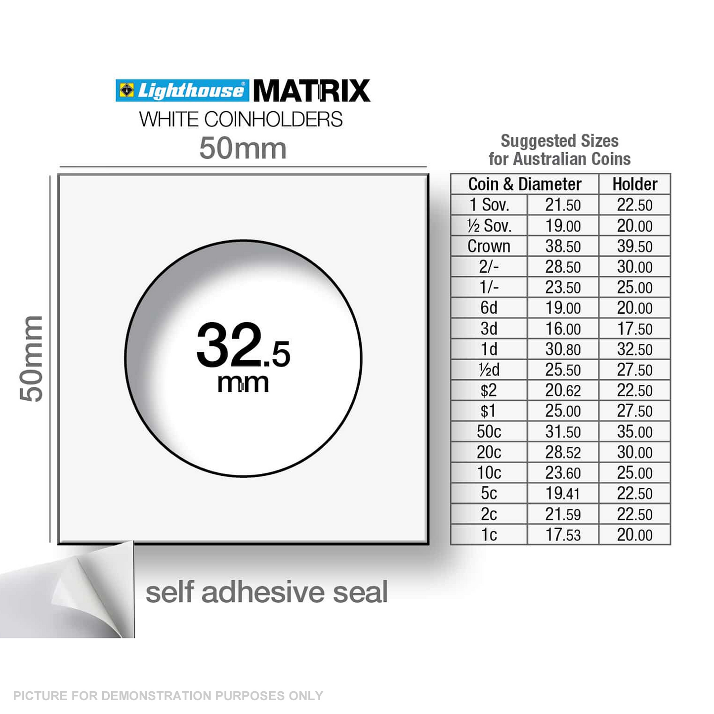Lighthouse MATRIX WHITE 32.5mm Self Adhesive Holders - BOX OF 25