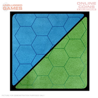 Chessex Reversible Battlemat 1" Hexes Blue-Green (23 1/2 x 26)