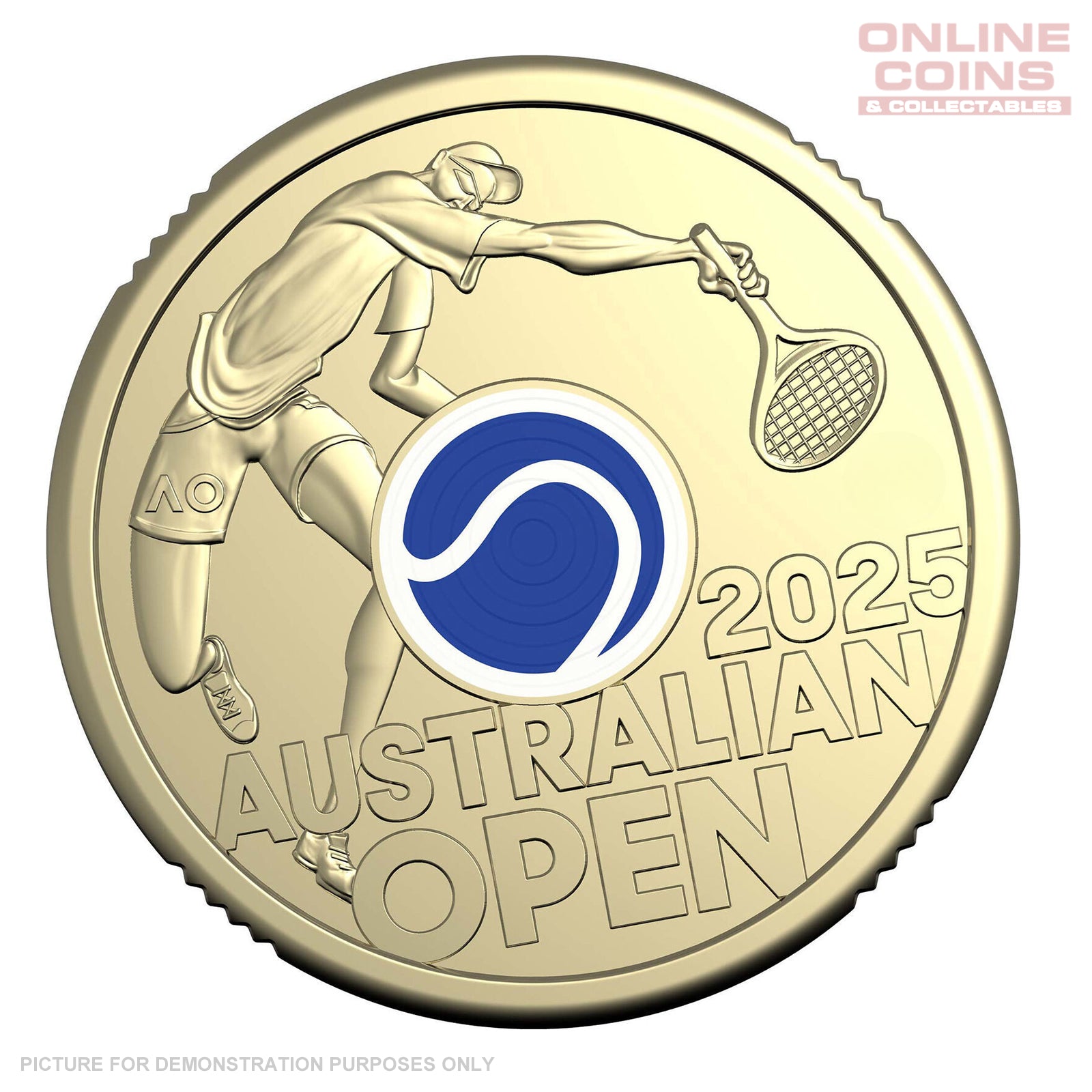 2025 LOOSE Circulated Men's Australian Open Coloured $2 Coin