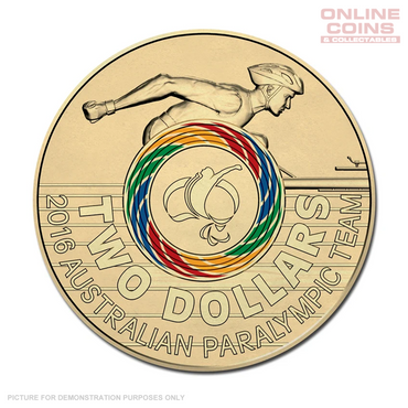 2016 Australian Paralympic Team $2 Uncirculated Coloured Coin in Card