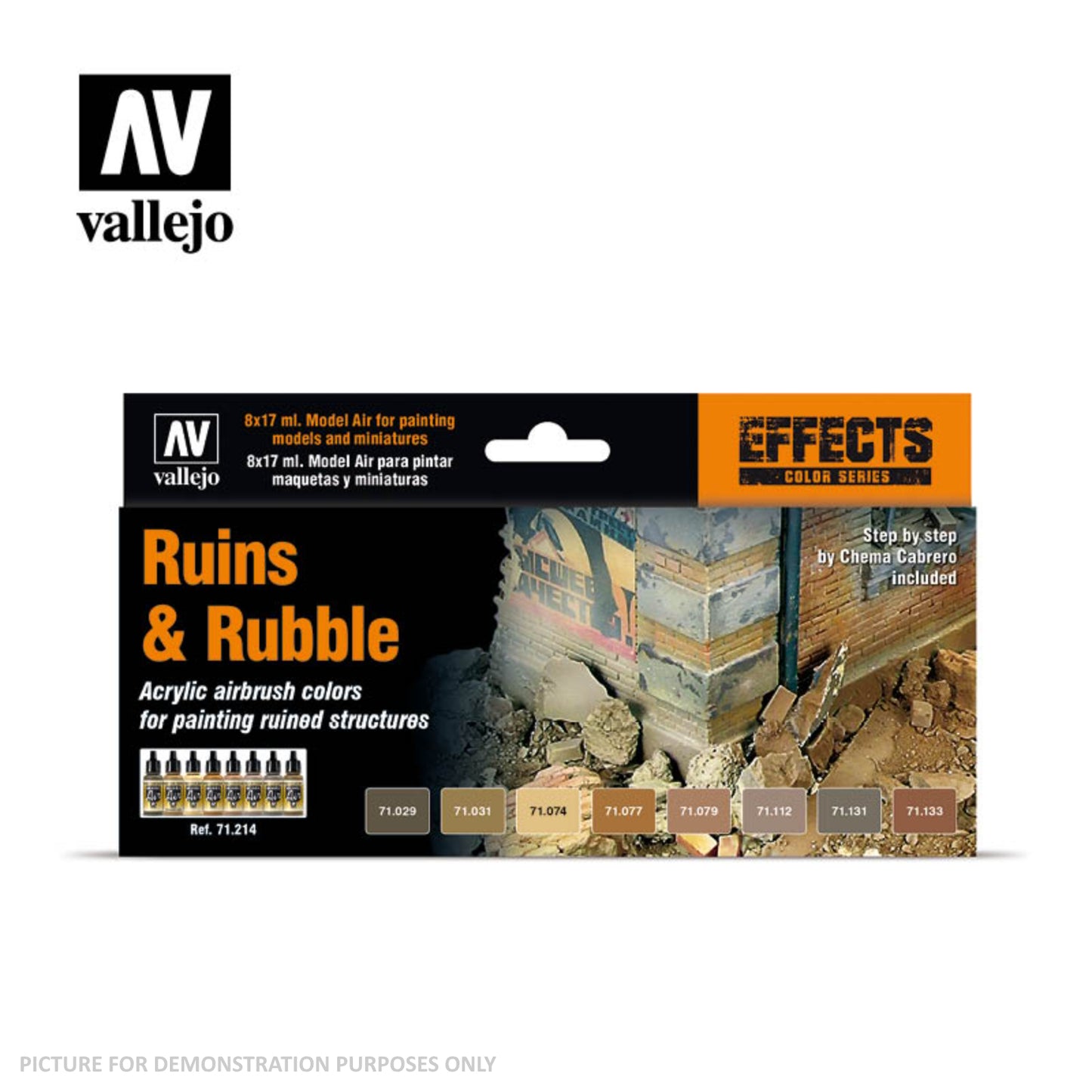 Vallejo Model Air - Ruins & Rubble 8 Colour Acrylic Paint Set