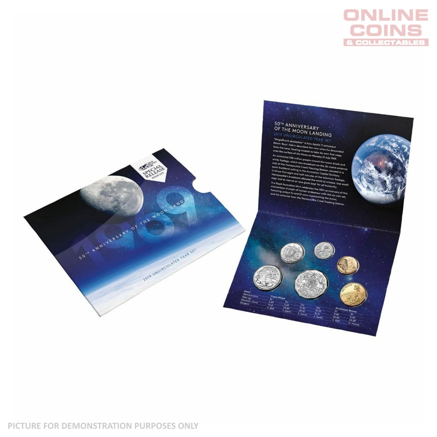 2019 Uncirculated Coin Year Set - Moon Landing