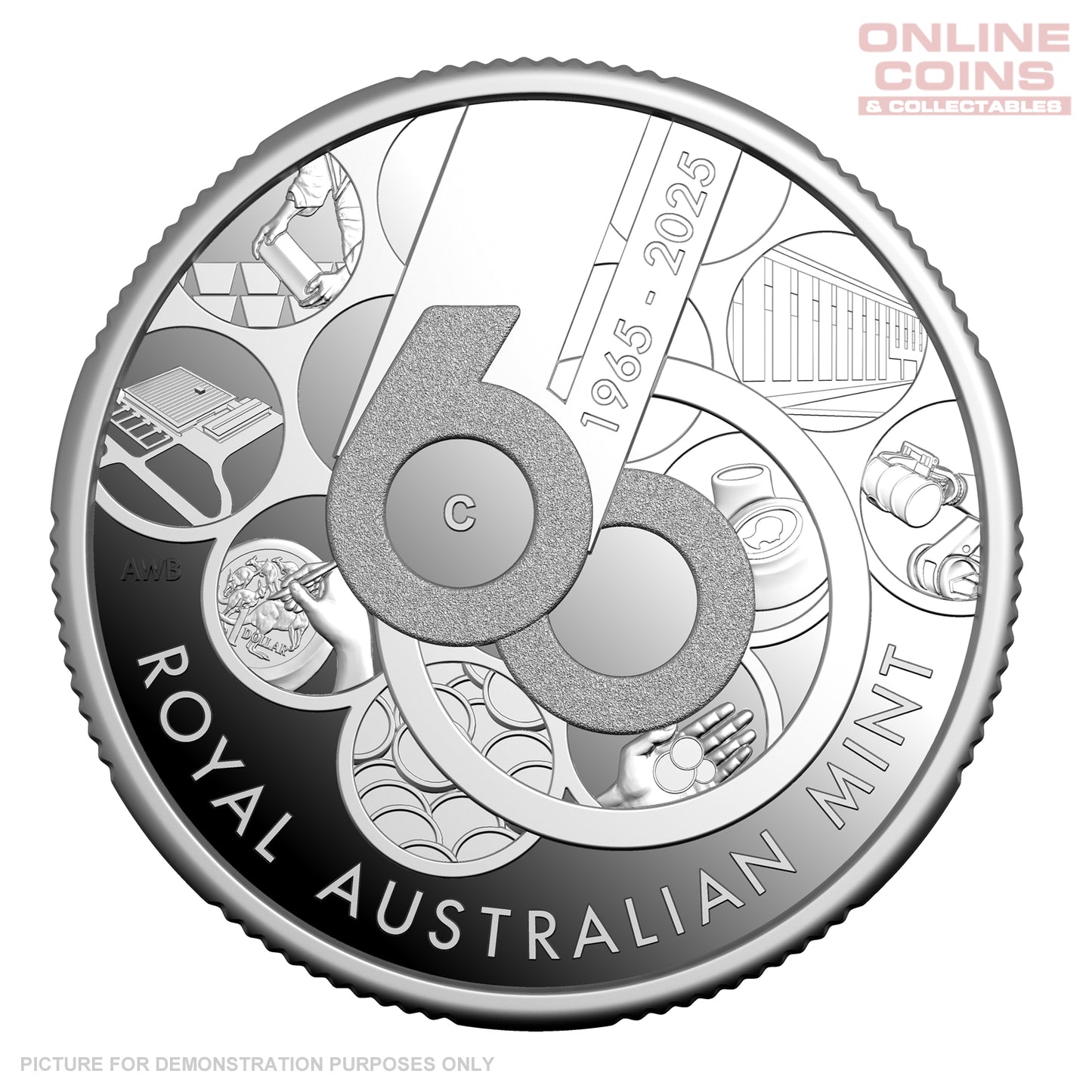 2025 $1 'C' Mintmark Fine Silver Proof Coin - 60th Anniversary of the Royal Australian Mint