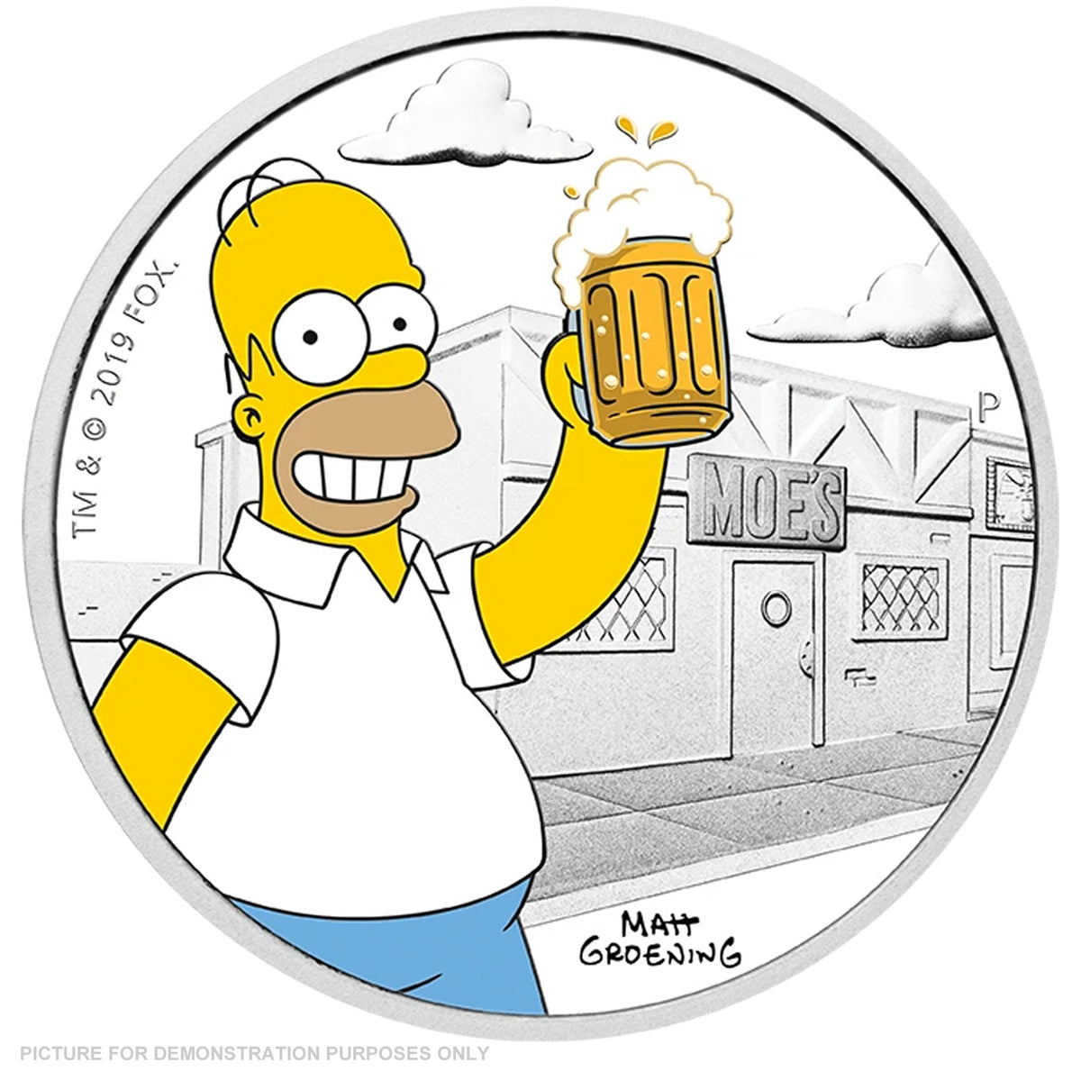 2019 - Perth Mint - Homer Simpson 1oz Coloured Silver Coin