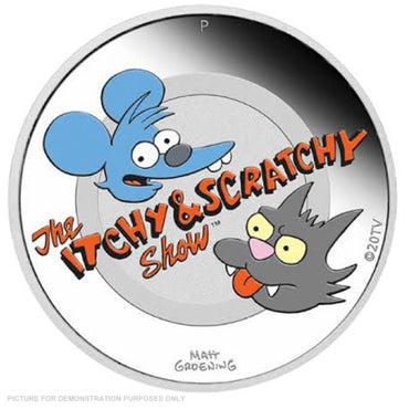 2021 - Perth Mint - Itchy and Scratchy 1oz Coloured Silver Coin
