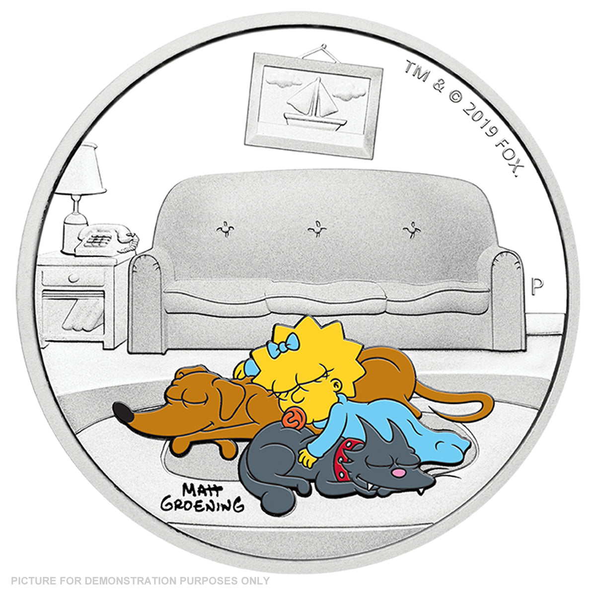 2019 - Perth Mint - Maggie Simpson 1oz Coloured Silver Coin