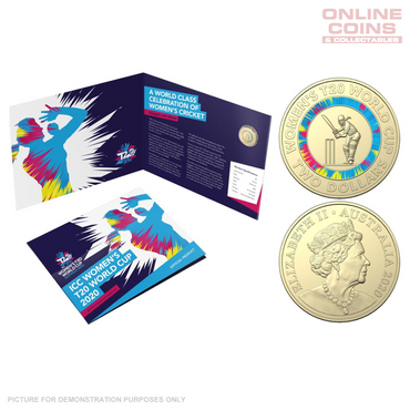 2020 ICC Women's T20 World Cup Coloured $2 Coin In Card (Damaged)
