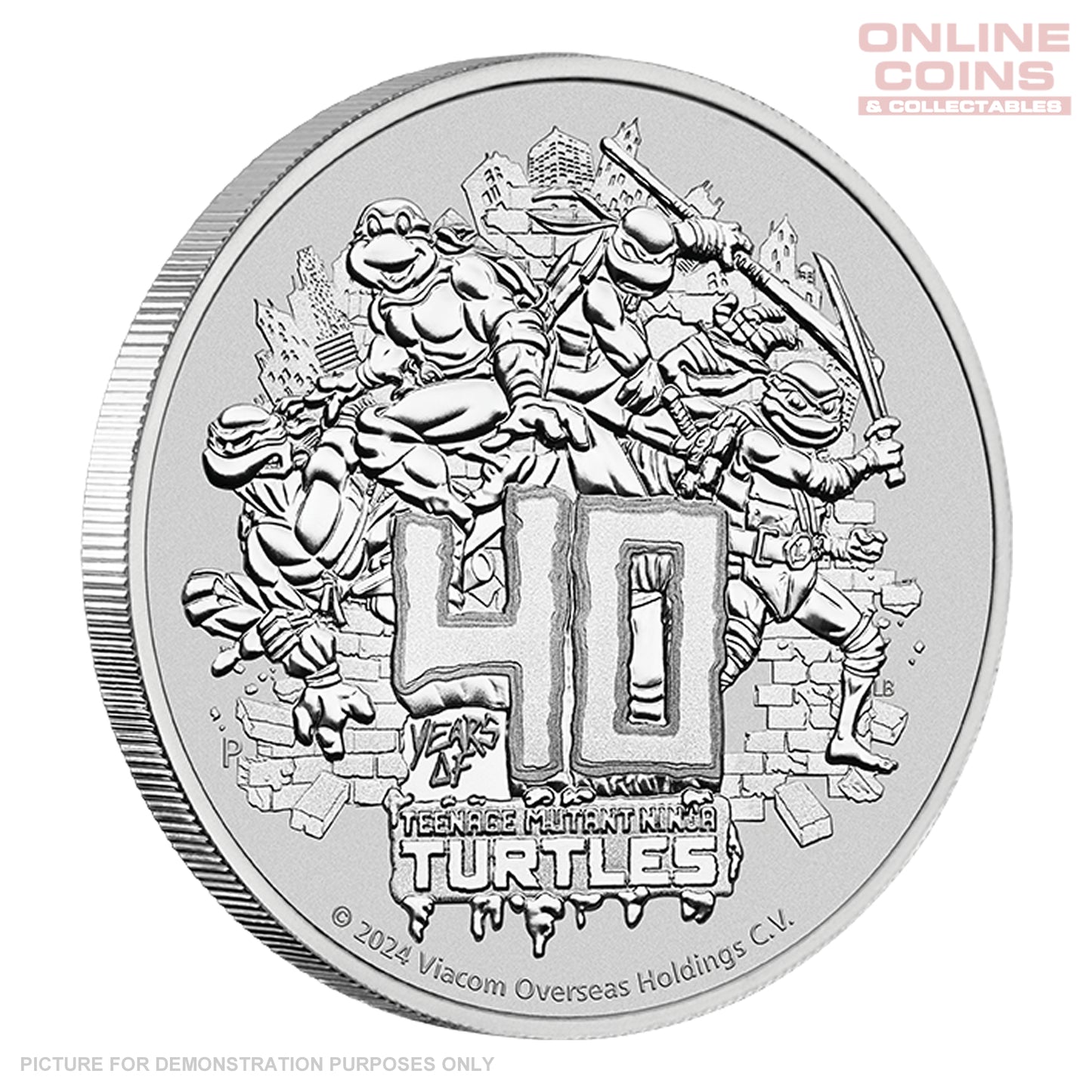 2024 Perth Mint 1oz Silver Coin in Card - 40th Anniversary Teenage Mutant Ninja Turtles
