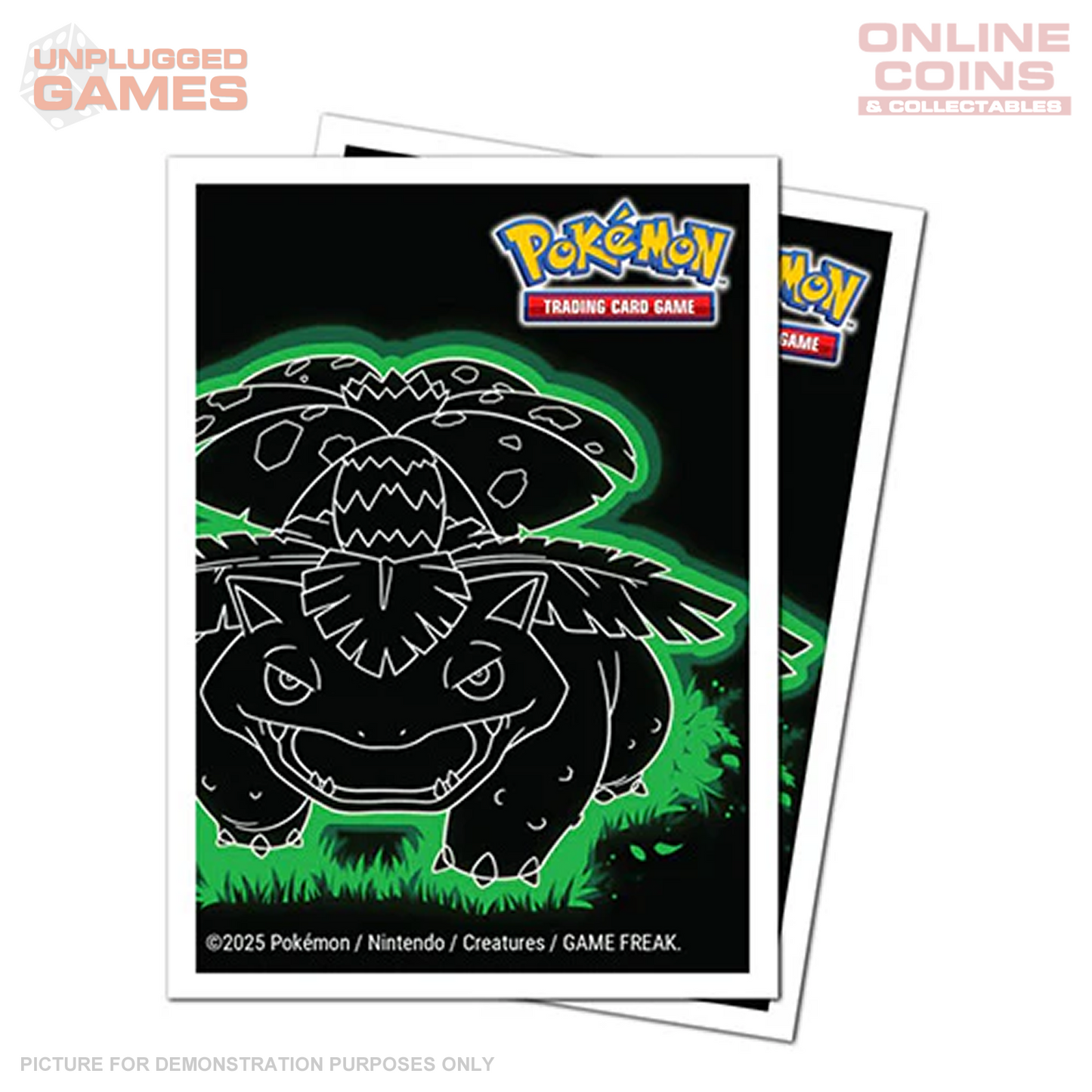 Pokemon Neon Kanto 105ct APEX Deck Protector Sleeves Venusaur